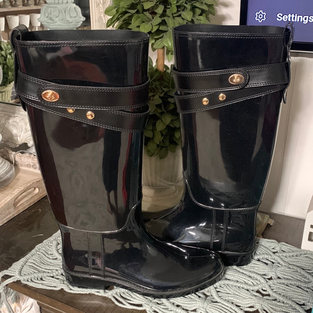 Coach black rain boots size 9